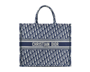 Large Dior Book Tote With Name Tag Charm - Dior Oblique motif