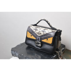 Fendi Multicolor Leather and Watersnake Leather Monster Micro Double  Baguette Bag