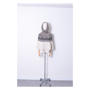 Turtle Neck Jacquard Knitted Cape