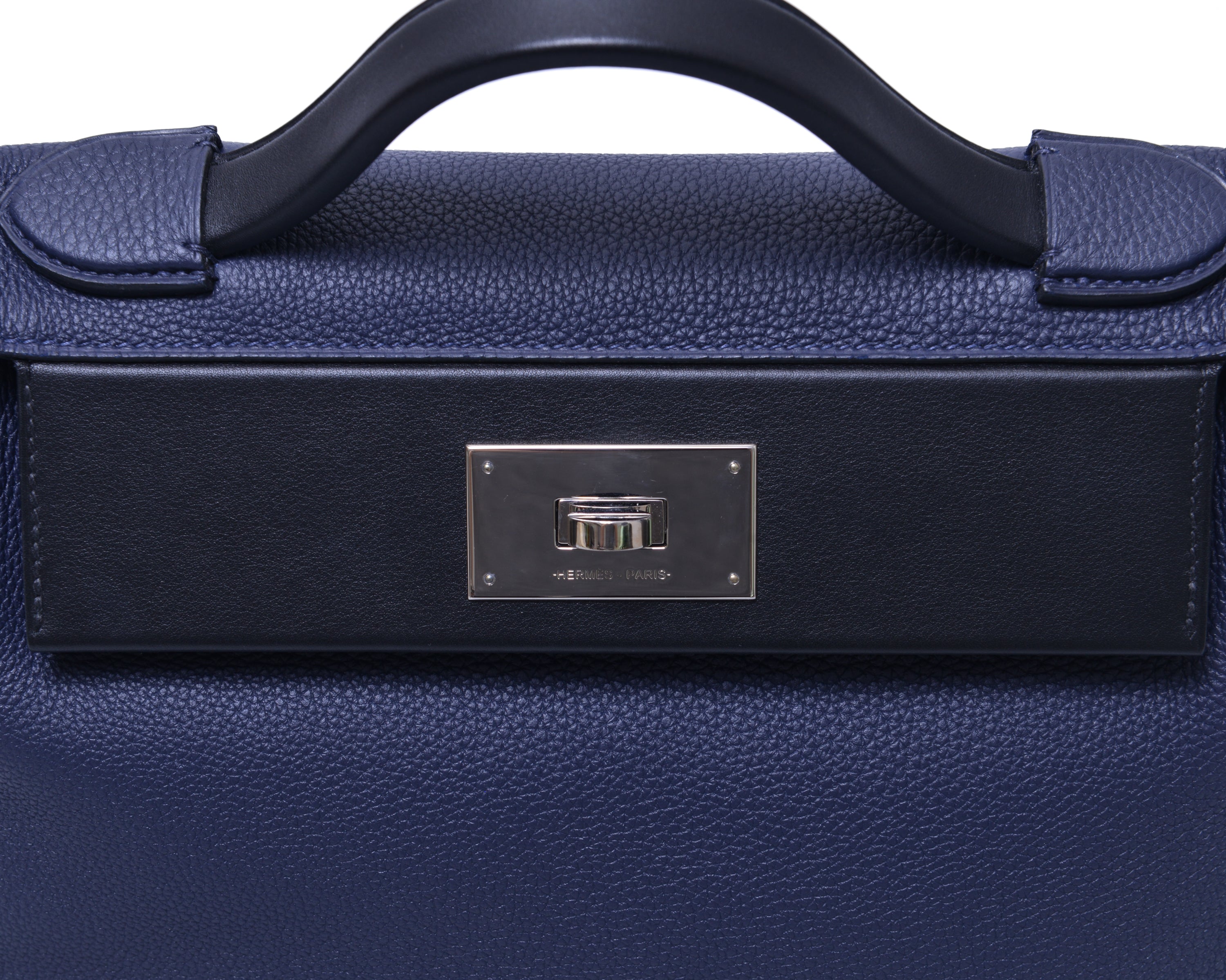 Hermes Men's Serviette 57 Briefcase Bleu Indigo Epsom Palladium