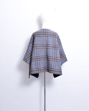 Checked Fringe Cape Jacket