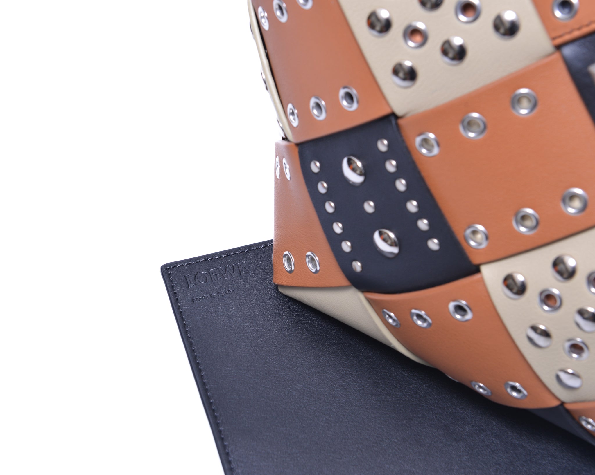 Studs Woven Basket Bag